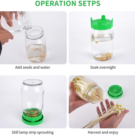 Sprouting Jars Kit Set,Wide Mouth Mason Jar with Plastic